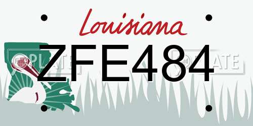 ZFE484 Louisiana License Plate