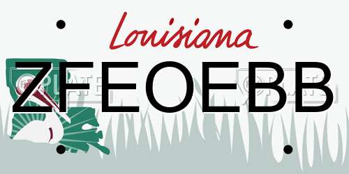 ZFEOEBB Louisiana License Plate