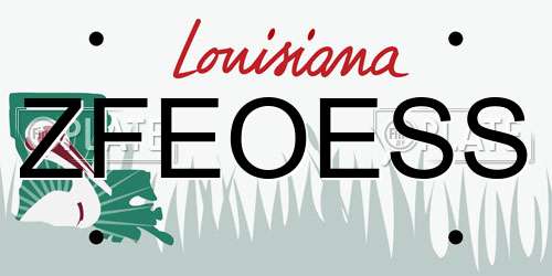 ZFEOESS Louisiana License Plate