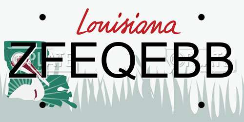 ZFEQEBB Louisiana License Plate