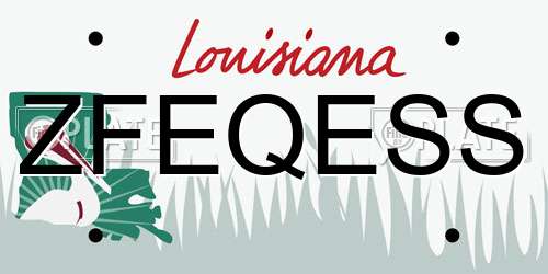 ZFEQESS Louisiana License Plate
