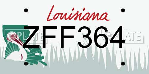 ZFF364 Louisiana License Plate
