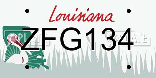 ZFG134 Louisiana License Plate