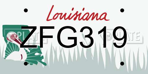 ZFG319 Louisiana License Plate