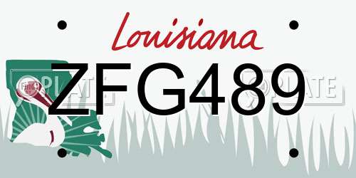 ZFG489 Louisiana License Plate