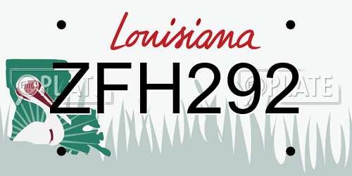 ZFH292 Louisiana License Plate