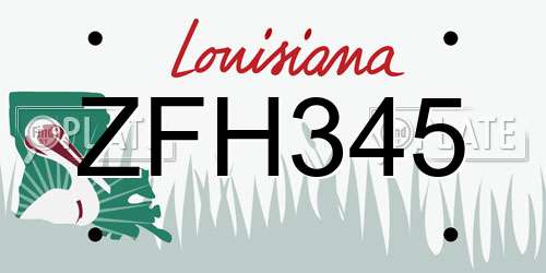 ZFH345 Louisiana License Plate