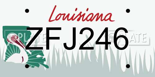 ZFJ246 Louisiana License Plate