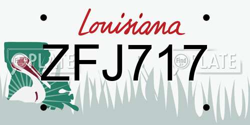 ZFJ717 Louisiana License Plate