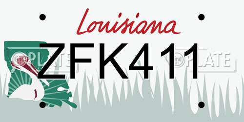 ZFK411 Louisiana License Plate