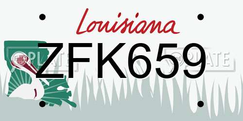 ZFK659 Louisiana License Plate