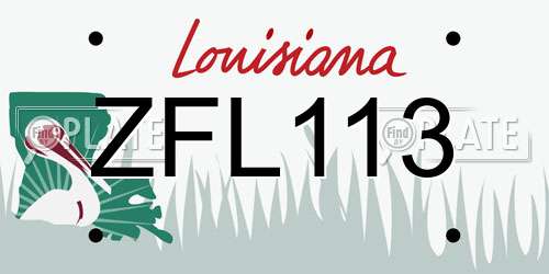 ZFL113 Louisiana License Plate