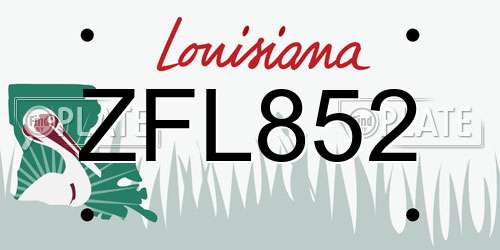 ZFL852 Louisiana License Plate