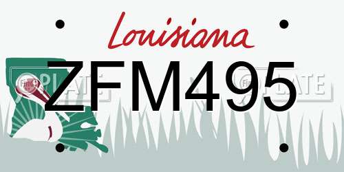 ZFM495 Louisiana License Plate