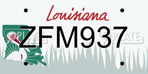 ZFM937 Louisiana License Plate