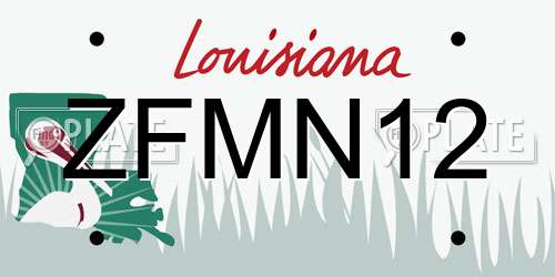ZFMN12 Louisiana License Plate
