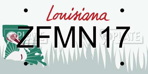 ZFMN17 Louisiana License Plate