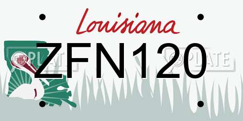 ZFN120 Louisiana License Plate