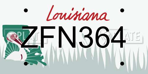 ZFN364 Louisiana License Plate