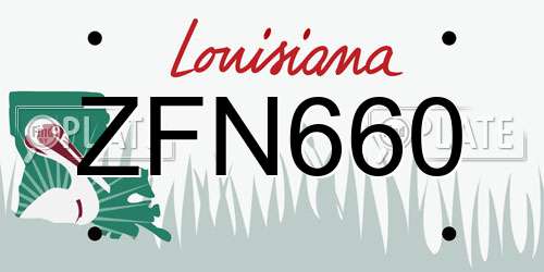 ZFN660 Louisiana License Plate