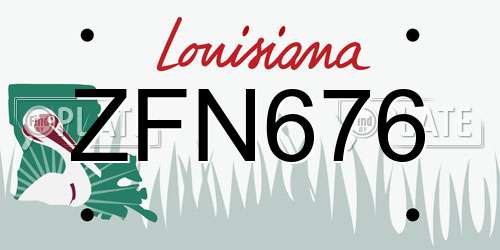 ZFN676 Louisiana License Plate