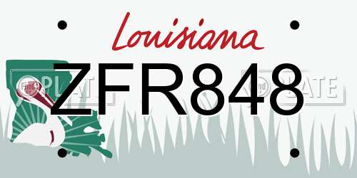 ZFR848 Louisiana License Plate