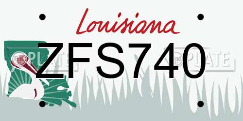 ZFS740 Louisiana License Plate