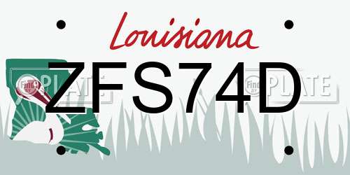ZFS74D Louisiana License Plate