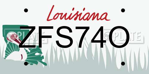ZFS74O Louisiana License Plate