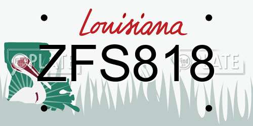 ZFS818 Louisiana License Plate