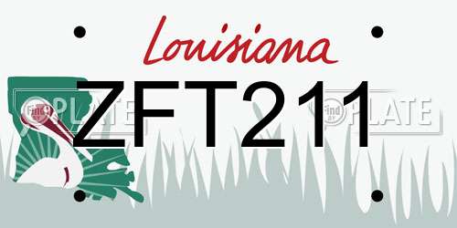 ZFT211 Louisiana License Plate