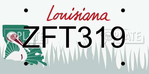 ZFT319 Louisiana License Plate