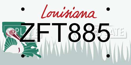ZFT885 Louisiana License Plate