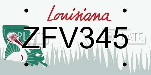 ZFV345 Louisiana License Plate