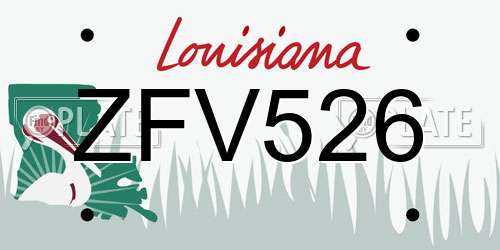 ZFV526 Louisiana License Plate