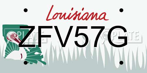 ZFV57G Louisiana License Plate