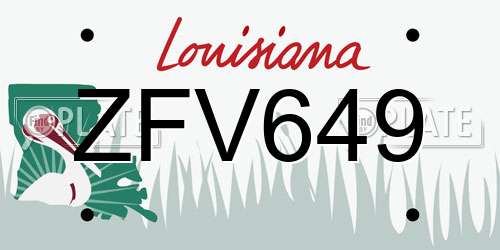 ZFV649 Louisiana License Plate