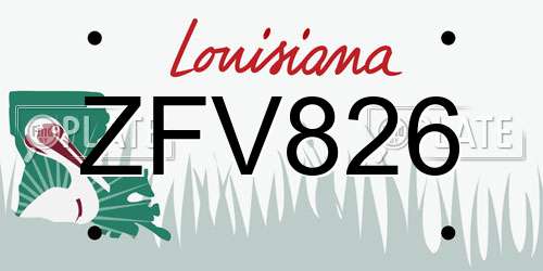 ZFV826 Louisiana License Plate