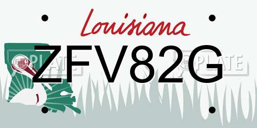 ZFV82G Louisiana License Plate