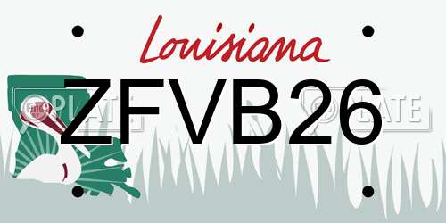 ZFVB26 Louisiana License Plate