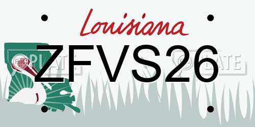 ZFVS26 Louisiana License Plate