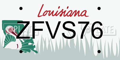 ZFVS76 Louisiana License Plate