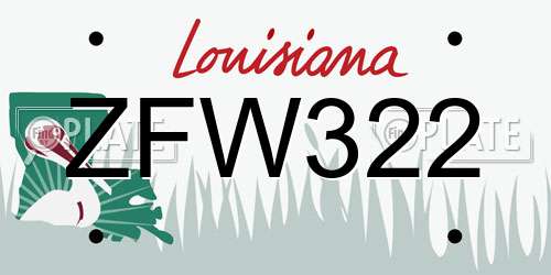 ZFW322 Louisiana License Plate