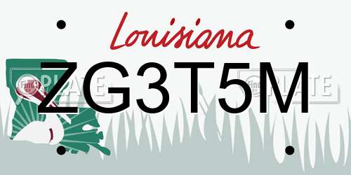 ZG3T5M Louisiana License Plate