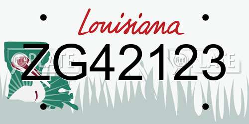 ZG42123 Louisiana License Plate