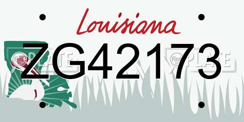 ZG42173 Louisiana License Plate