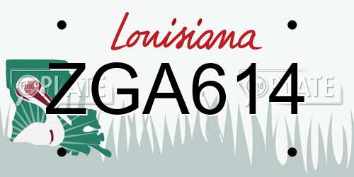 ZGA614 Louisiana License Plate