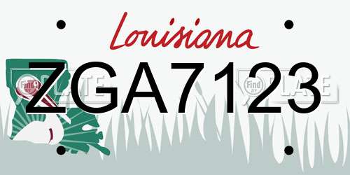 ZGA7123 Louisiana License Plate