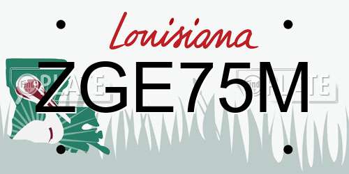 ZGE75M Louisiana License Plate