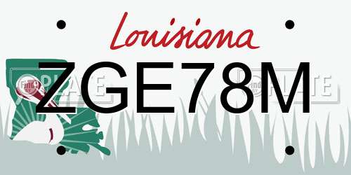 ZGE78M Louisiana License Plate